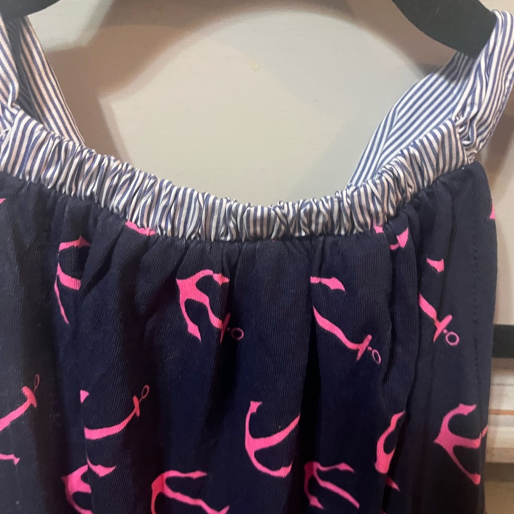 Crewcuts Navy Dress with Pink Highlights and Striped Straps- nautical anchor - Picture 2 of 4